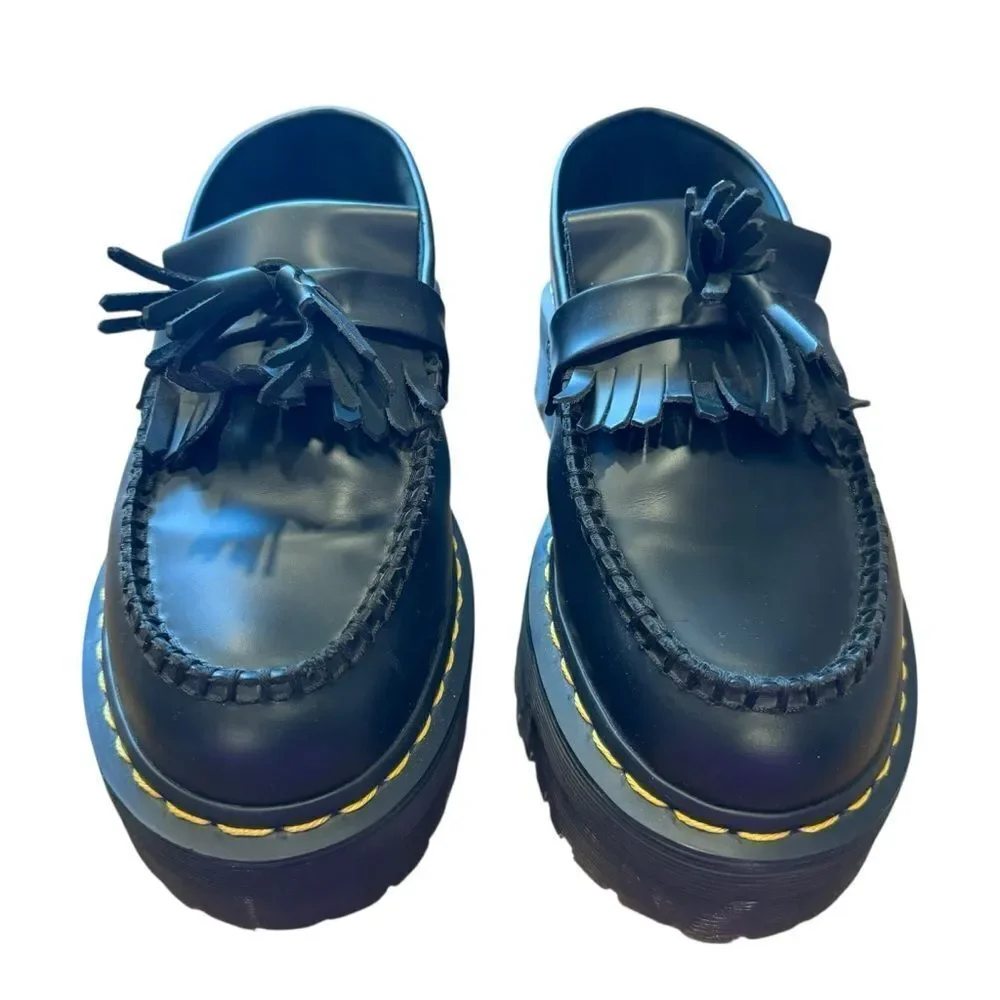 Dr. Martens Adrian Quad Black Smooth Tassel Slip-On Loafers
